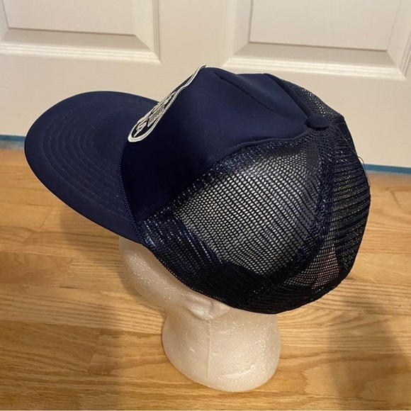 Vintage Atlanta Patch Snap Back Hat Mesh Trucker Georgia City Navy Blue - Picture 6 of 11